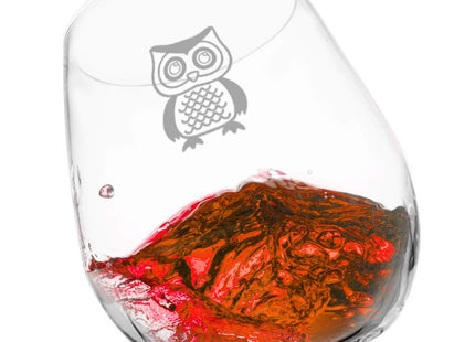 Cute Owl Wine Glass Set of 4 | Stemless Wine Glasses with 4 Unique Loveable Owls | 15 oz. Owl Decor Glasses | Makes Fun Owl for Women | Great Owl Kitchen Decor or New Home Gift Ideas | USA Made