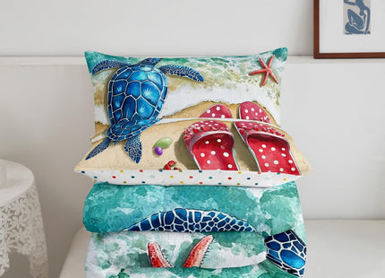 Erosebridal Kids Ocean Theme Comforter Set Full Summer Beach Bedding Set, Sea Turtle Bedding Sets & Collections Polka Dots Slippers Down Comforter, Rainbow Pearl Bed Sets for Girls Women Lightweight