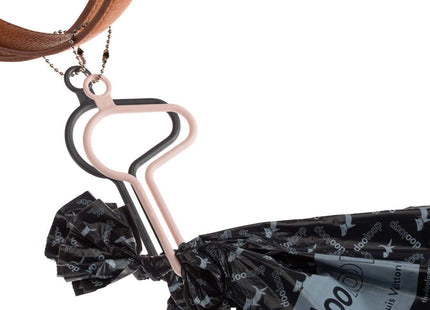 The dooloop Hands Free Dog Poop Holder - Carry Pet Waste Bag with Attachable Leash Accessory for Dog Walking. Now made with Recycled/Recyclable Plastic. Maine, USA (City Set) Pink, Charcoal