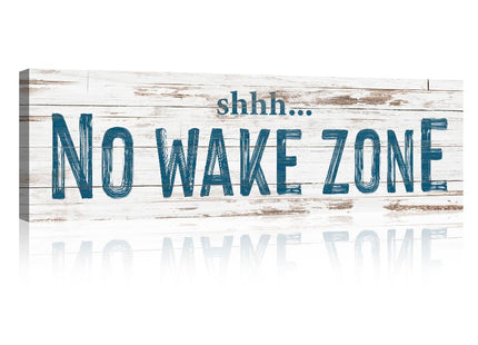TAILORED CANVASES No Wake Zone Sign, Rustic Lake House Wall Decor, 12x36