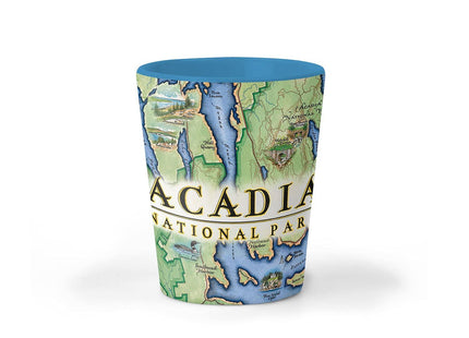 Xplorer Maps Acadia National Park Map Shot Glass – 1.5 oz Ceramic– BPA-Free, Durable Gift for Home, Office, Bar, or Souvenir