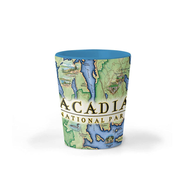 Xplorer Maps Acadia National Park Map Shot Glass – 1.5 oz Ceramic– BPA-Free, Durable Gift for Home, Office, Bar, or Souvenir