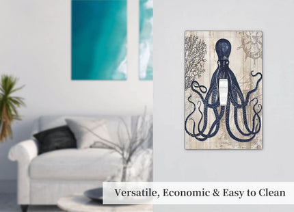 Ocean Theme Sea Animal Octopus Single Toggle Light Switch Cover Decorative 1 Gang Wall Plate Electrical Switchplate Faceplate for Bathroom Kitchen Home Decor