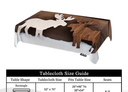 Swono Moose Tablecloths Snow Wooden Deer Moose Christmas Reindeer Kitchen Dinning Tabletop Decoration, Polyester Table Cover for Indoor Outdoor 50x72 Inch Tablecloth