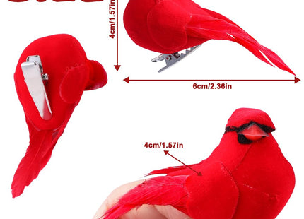 JOICEE 12 Pcs Cardinal Red Birds for Crafts Mini Artificial Cardinal Decor