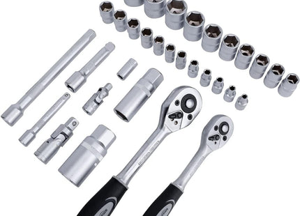 Amazon Basics 65-Piece General Household Home Repair and Mechanic's Hand Tool Kit Set with Storage Case, Portable, Non-Slip Handles, Black