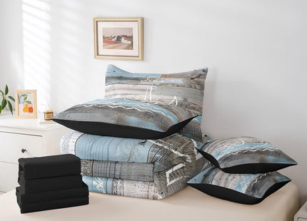 Erosebridal Anchor Comforter Set, Nautical Ocean Bedding, Queen 7 Pieces