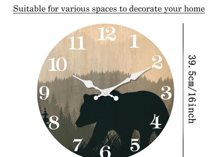 XFM Cabin Bear Wall Clock 16 Inch for Lodge