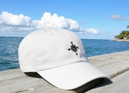 Soft Baseball Cap Nautical Compass White Design Only Dad Hat