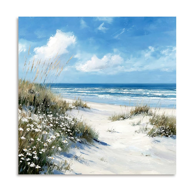 Kunstorner Coastal Pictures Beach Canvas Wall Art Nautical Wall Decor for Living Room Easy to Hang 13.5"X13.5"