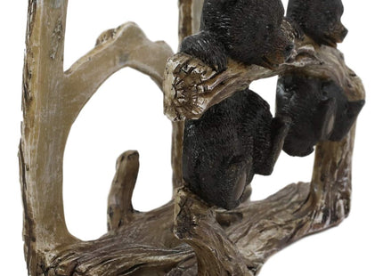 Ebros Rustic Forest 2 Black Bear Cubs Hanging On Tree Branch Kitchen Paper Napkin Holder Figurine 5.75"L Country Cabin Lodge Bear Family Decorative Statue