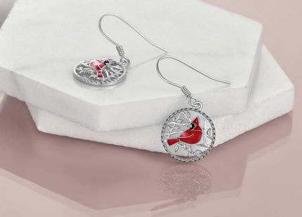Cardinal Earrings Sterling Silver Red Bird Memorial Gift for Women Cardinal Jewelry for Loved Ones