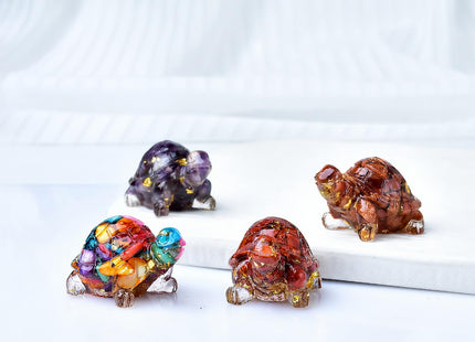 WUYOUSHI 10PCS Resin Crystal Turtle Figurine Set, Sea Turtle Animal Statue
