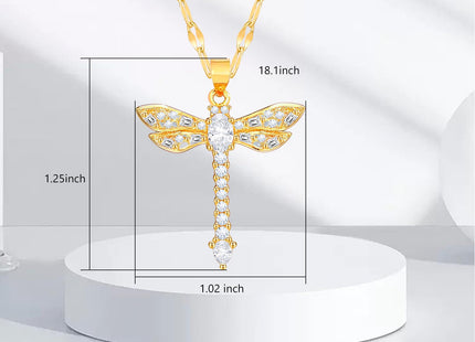 HNPHQT Dragonfly Necklace 14K Gold Plated Dainty Dragonfly Pendant Necklaces for Women Jewelry Gifts
