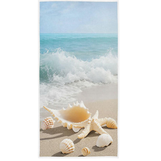 Wamika Beach Seashell Starfish Hand Towels Sea Ocean Wave Summer Bathroom Towel Ultra Soft Absorbent Multipurpose Towels for Hand,Face,Gym,Sports Home Decor, 16x30