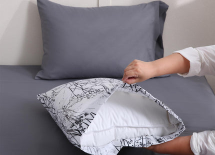 LONAVA Botaincal King Size 6 Pcs Sheet Set, Breathable Microfiber Deep Pocket Deep Grey Fitted Sheets, Comfy & Breathable Patterned Flat Sheets,4 Gentle Soft Pillowcases, Winter Forest