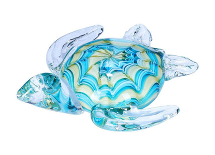 QFkris 6" Blown Glass Sea Turtle Figurine