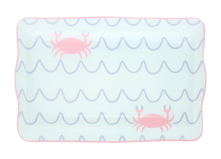 Pavilion Gift Company - Beach - 16.75" x 11" Serving Tray Dish Platter Crab Waves Boat Beach Ocean Seaside Waterfront Kitchen Decor Serveware