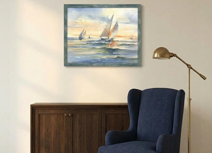 arttitue Framed Sailboat Wood Wall Art, Ocean Seascape Picture, 11''x16''