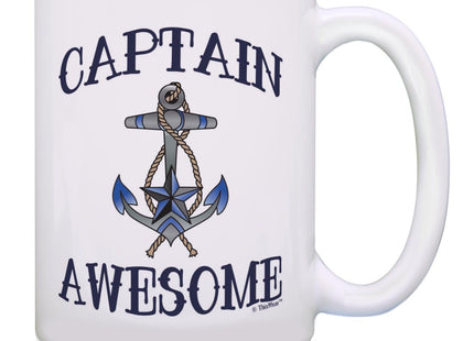 ThisWear Captain Awesome Nautical Anchor 15oz Coffee Mug - 1 Pack