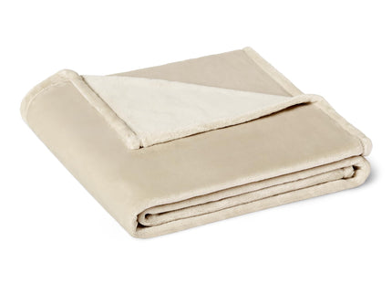 Amazon Basics Soft Fleece Throw Blanket, Cozy Warm Blanket for Couch & Sofa, 50 x 60 Inches, Beige