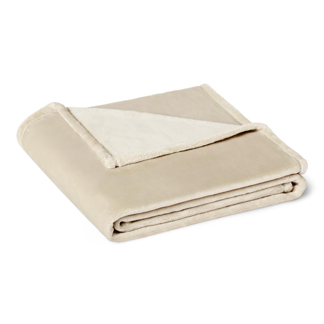 Amazon Basics Soft Fleece Throw Blanket, Cozy Warm Blanket for Couch & Sofa, 50 x 60 Inches, Beige