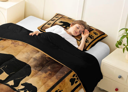 Feelyou Cute Bear Comforter Set Kids Wild Animal Comforter for Boys Teens Nature Wildlife Bear Bedding Set Breathable Lodge Western Farmhouse Duvet Set Bedroom Quilt Set King Size