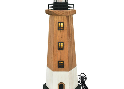 Wooden Lighthouse Decor with LED Light Nautical Tabletop Centerpiece