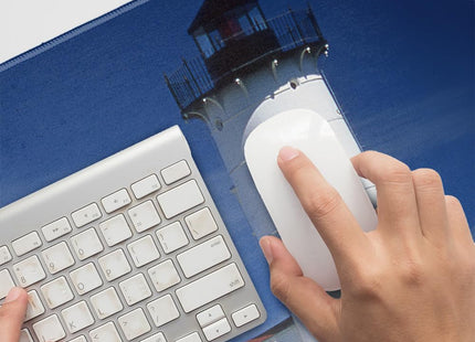 Nubble Lighthouse Maine ME Large Gaming Mouse Pad Desk Mat with Stitched Edges, Non-Slip Base for Gamer, Home and Office