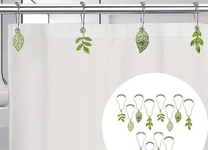 12pcs Tree Leaf Shower Curtain Hooks Rings,Woodland Forest Style Theme Home Shower Curtain Rings Decor Accessories