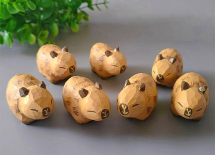 ShaoAngDuoMi Wooden Capybara Figurines, 2-Pack Hand-Carved Nordic Woodland Animal Statues for Desk & Home Decor, Rustic Wood Collectible Gift
