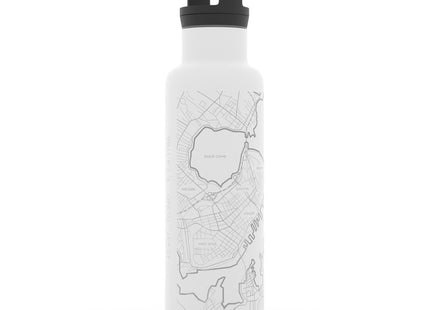 Well Told Engraved Portland Maine Map Insulated Water Bottle, Etched Stainless Steel Bottle (21 oz, White) City Map Insulated Bottle, Custom Insulated Water Bottle, Outdoor Drinkware