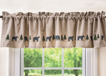 BLACK FOREST DECOR Black Bear Embroidered Valance 58" Wx14 H