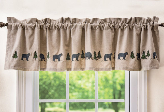 BLACK FOREST DECOR Black Bear Embroidered Valance 58" Wx14 H