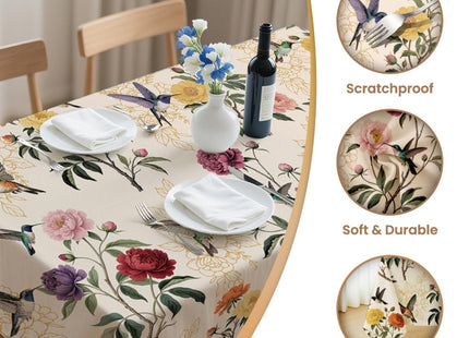 ANATTASOUL Hummingbird & Peony Rectangle Tablecloth for Dining Table