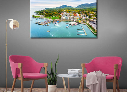 Rebotipy Bar Harbor, Maine US Tourist Attraction Canvas Painting Modern Prints Natural Landscape Art Posters Paintings Wall Pictures Living Room Stretched and Framed Ready to Hang 16" Wx24 H