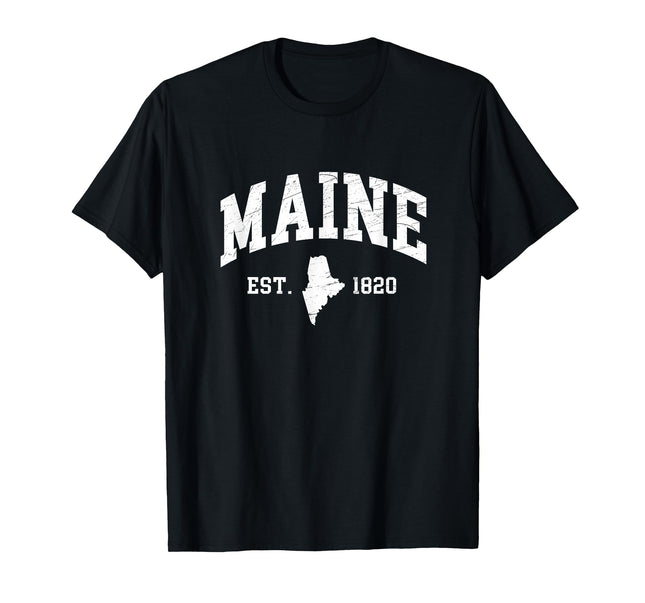 Maine - Est. 1820 - Distressed/Worn Design Style - Classic T-Shirt