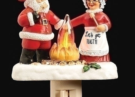 Santa and Mrs Claus Campfire Swivel Plug Night Light 5.25 Inch