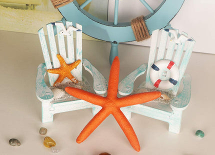 4 Pack Wooden Handmade Mini Chair Ornament Beach Decor Nautical Decoration for Bathroom Bedroom Decor Home Decor Article Home Office Desk, 4 x 3.75 x 3.75 inches (Light Blue)