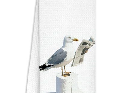 BNHJKFQZ Reading Seagull Bathroom Hand Towel Decorative,Funny Coastal Beach Seagull Hand Towels Drying Cloth for Kids Toddler Bathroom Decor, Beach Kitchen Towels, 16x24 Inch