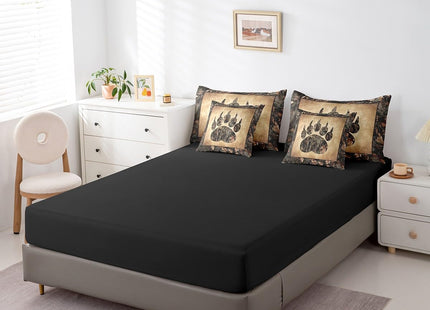 Erosebridal Rustic Farmhouse Bedding Sets Twin 7 Piece Camo Bear Paw Comforter Set Woodland Hunting Camouflage Animal Bed in A Bag for Kids Boys Men,Retro Cabin Wildlife Sheet Set with Comforter