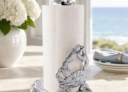 Arthur Court Crab Paper Towel Holder - Coastal Ocean Theme Metal Kitchen Accessory - 13 Inches Tall