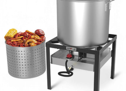 Gas One Seafood Boil Kit with Propane Burner, Propane Regulator, 60Qt Pot with Basket – Heavy Duty Construction Seafood Boil Pot for Outdoor Cooking – Easy to Clean and Durable Crab Boil Pot