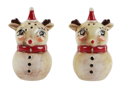 Christmas Holiday Salt and Pepper Shaker Set - Nostalgic Reindeer