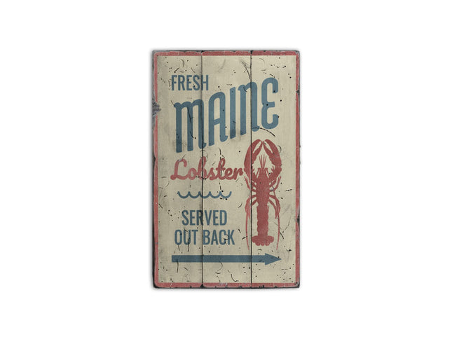 Fresh Maine Lobster - HandMade Rustic Wood Sign - 27.5" x 48", Ships USA Only