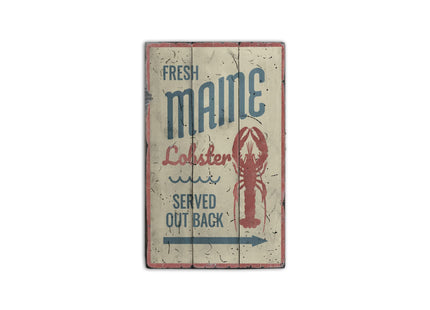Fresh Maine Lobster - HandMade Rustic Wood Sign - 22" x 38", Ships USA Only