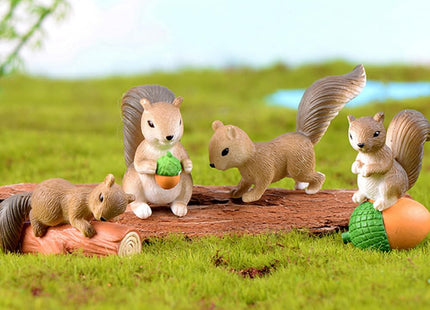 8 Pcs Squirrel Figures Animal Character Toys Cake Toppers, Squirrel Fairy Garden Miniature Figurines Collection Playset Christmas Birthday Gift Desk Decorations