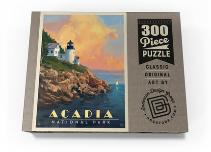 MyPuzzle Acadia National Park: Lighthouse, Vintage Poster - Premium 300 Piece Jigsaw Puzzle for Adults