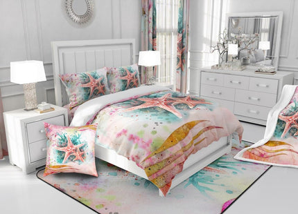 Erosebridal Ocean Theme Comforter Set, Girly 3D Starfish Bedding Comforter Sets, Girls Cherry Blossom Flowers Bedding Set, Kids Marine Life Duvet Insert, Japanese Style Quilted Duvet, Twin