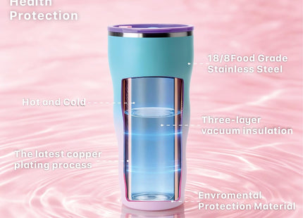 SIMPLE DRINK 30 oz Insulated Tumbler with Straw and Lid, Mermaid Dream